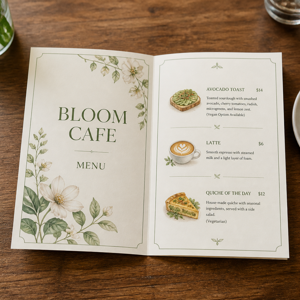 Menus — custom printed